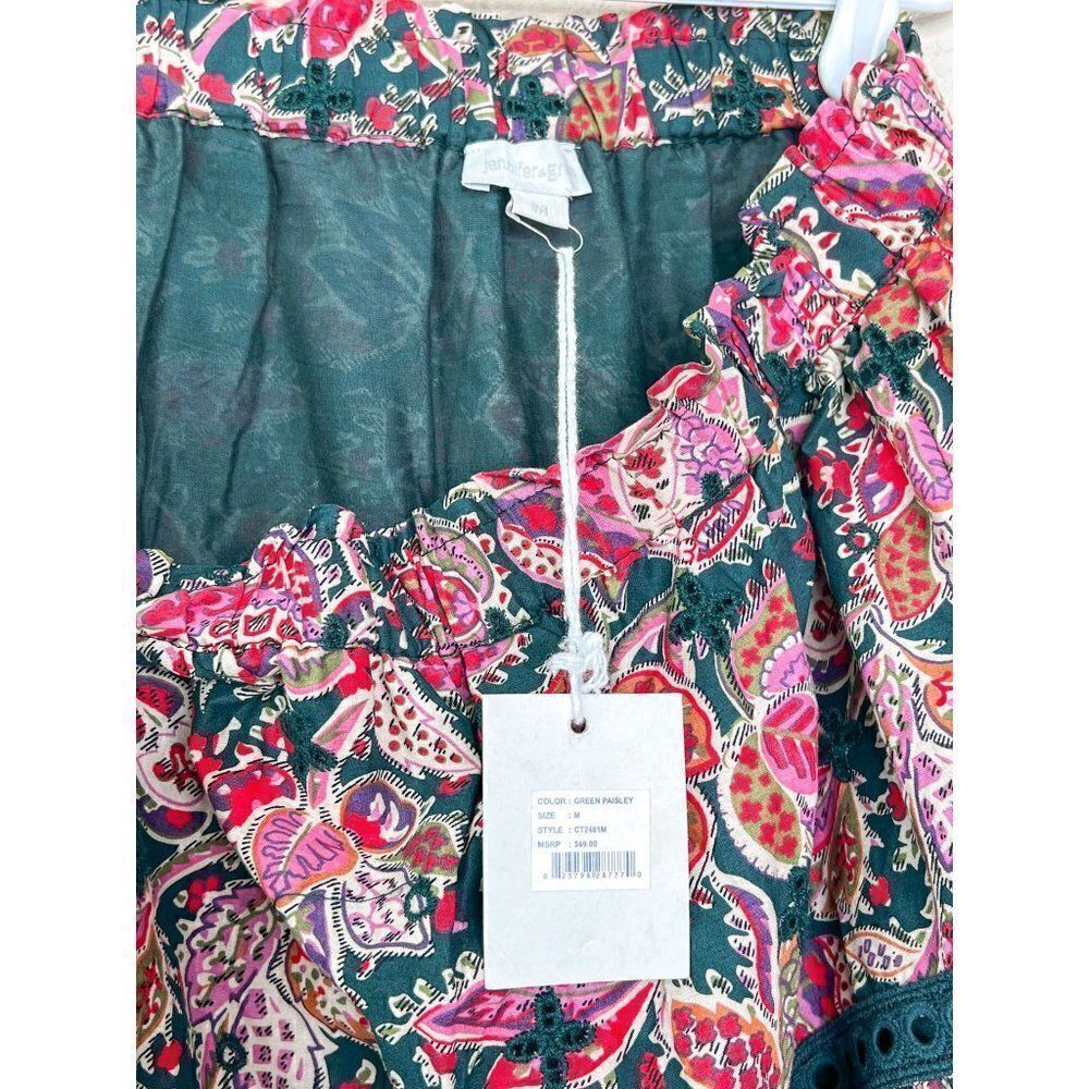 NWT! Jennifer & Grace Green Paisley Skirt size Medium - Picture 4 of 4